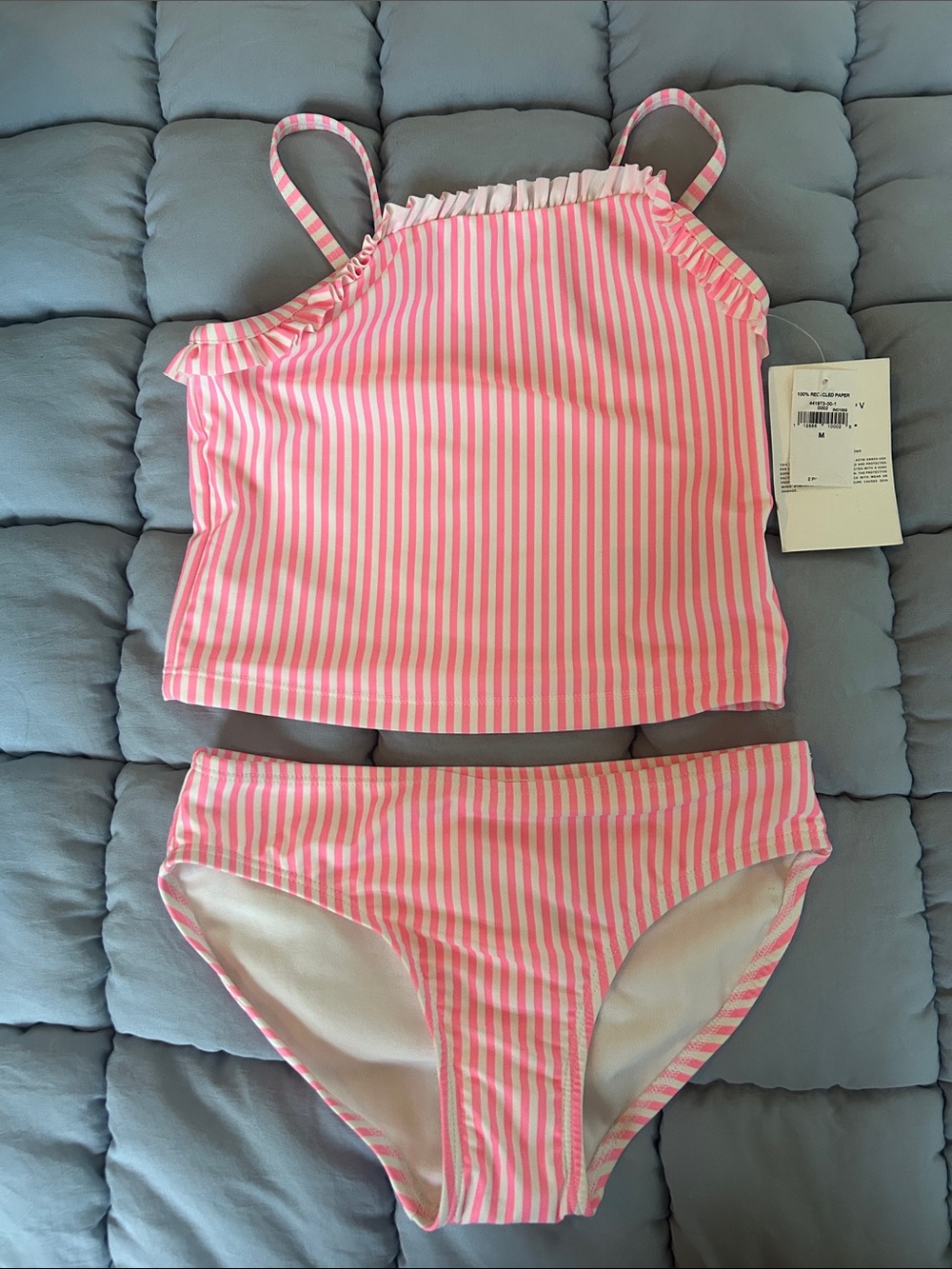 GAP Pink and White Striped Girls Tankini Set